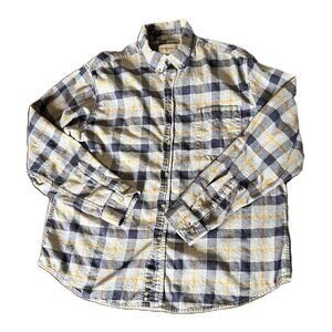 Men's Goodfellow & Co 100% Cotton Navy/Gray/Yellow Plaid Flannel Shirt, Size XL